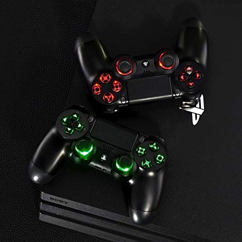 eXtremeRate Multi-Colors Luminated D-pad Thumbsticks Face Buttons (DTF) LED DIY Kit with Classical Symbols Buttons Set for PS4 Controller Universal - 7 Colors 9 Modes Touch Control