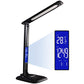 LEDGLE Desk Lamp, Table Lamp 8W LED Desk Lamp LCD Screen, USB Charging Port, 3 Lighting Mode, 5-Level Dimmer, Touch Control, Built-in Clock, Calendar, Thermometer-Black