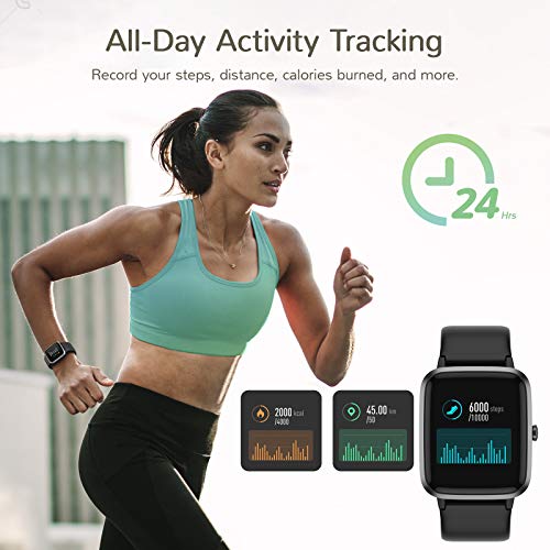 Letsfit Smart Watch, Fitness Tracker with Heart Rate Monitor, Activity Tracker with 1.3 Inch Touch Screen, IP68 Waterproof Pedometer Smartwatch with Sleep Monitor, Step Counter for Women and Men