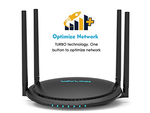 WAVLINK AC1200 Gigabit WiFi Router, Dual Band Smart Wireless Internet Router Wi-Fi Speed up to 1200 Mbps with Patented Touchlink, 4x5dBi Omni Directional Antennas, MU-MIMO for Home (Black)