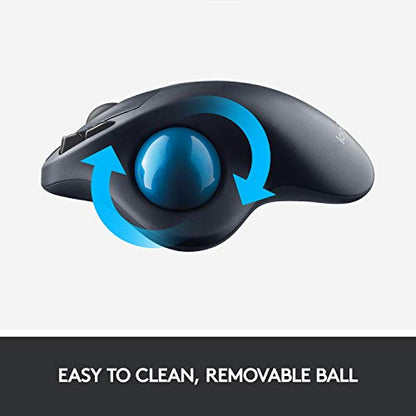 Logitech M570 Wireless Trackball Mouse – Ergonomic Design with Sculpted Right-Hand Shape, Compatible with Apple Mac and Microsoft Windows Computers, USB Unifying Receiver, Dark Gray