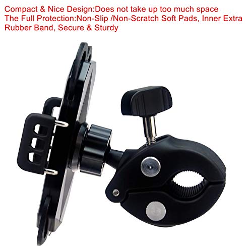 DHYSTAR Cell Phone Holder Mount Clip for Golf Cart Accessories,Music Mic Microphone Stand Pole Boom,Wheelchair Walker,Stroller,Stationary Exercise Spin Bike,Bicycle,Clamp Fits Most Smartphones