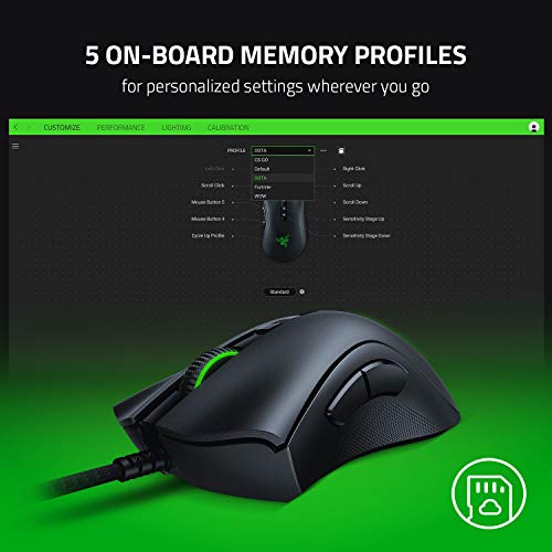 Razer DeathAdder V2 Gaming Mouse: 20K DPI Optical Sensor - Fastest Gaming Mouse Switch - Chroma RGB Lighting - 8 Programmable Buttons - Rubberized Side Grips - Classic Black