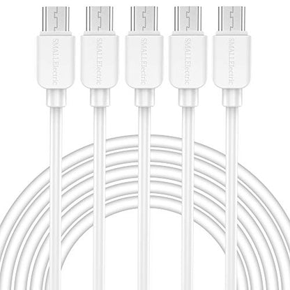 Micro USB Cable (5-Pack, 6FT) Android Charger, SMALLElectric Micro USB Charger Cable Long Android Phone Charger Cord for Galaxy S7 S6 Edge J7 S5,Note 5 4,LG G4 K40 K20,MP3,Kindle,MP3,Tablet.White