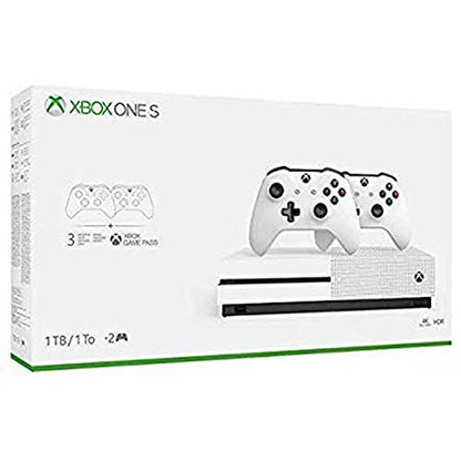 Xbox One S Two Controller Bundle (1TB) Includes Xbox One S, Extra Wireless Controller, 3-Month Game Pass Trial, 14-day Xbox Live Gold Trial