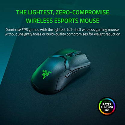 Razer Viper Ultimate Hyperspeed Lightest Wireless Gaming Mouse & RGB Charging Dock: Fastest Gaming Mouse Switch - 20K DPI Optical Sensor - Chroma Lighting - 8 Programmable Buttons - 70 Hr Battery