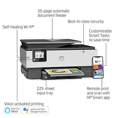 HP OfficeJet Pro 8025 All-in-One Wireless Printer, Smart Home Office Productivity, HP Instant Ink, Works with Alexa (1KR57A)