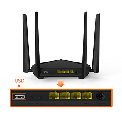 Tenda AC10U Smart Gigabit Wi-Fi Router AC1200 Dual Band w/Parental Control + MU-MIMO + Smart WiFi App Management + USB Port