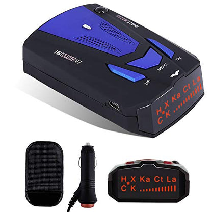 Radar Detector, Laser Radar Detectors V7, Voice Prompt Speed, Vehicle Speed Alarm System, Led Display, City/Highway Mode, Car 360 Degree Automatic Detection (Blue)