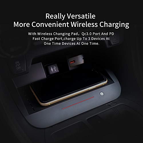 Car Wireless Charger Mount fit for Toyota RAV4 2019 2020,QC 3.0 Fast Charging Stations Compatible with iPhone,Samsung,Wireless Charging Without Installation,2 USB Port 36W Wireless Charger Pad