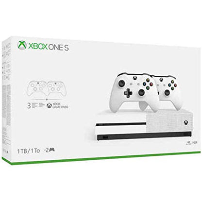 Xbox One S Two Controller Bundle (1TB) Includes Xbox One S, Extra Wireless Controller, 3-Month Game Pass Trial, 14-day Xbox Live Gold Trial