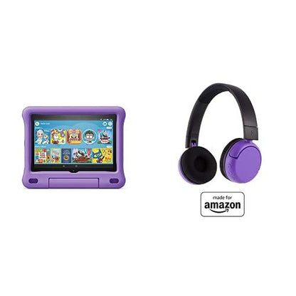 Fire HD 8 Kids Tablet 32GB Purple with Poptime (Ages 8-15) Bluetooth Headset