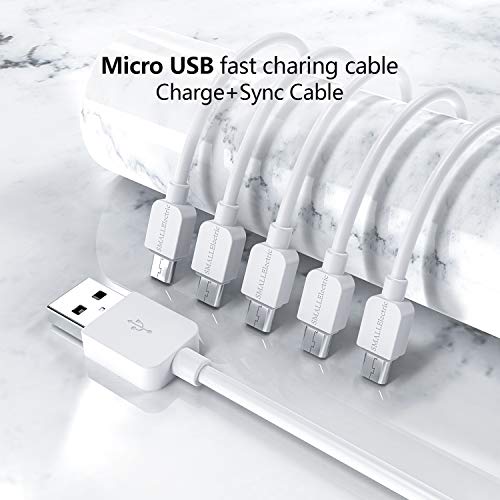 Micro USB Cable (5-Pack, 6FT) Android Charger, SMALLElectric Micro USB Charger Cable Long Android Phone Charger Cord for Galaxy S7 S6 Edge J7 S5,Note 5 4,LG G4 K40 K20,MP3,Kindle,MP3,Tablet.White