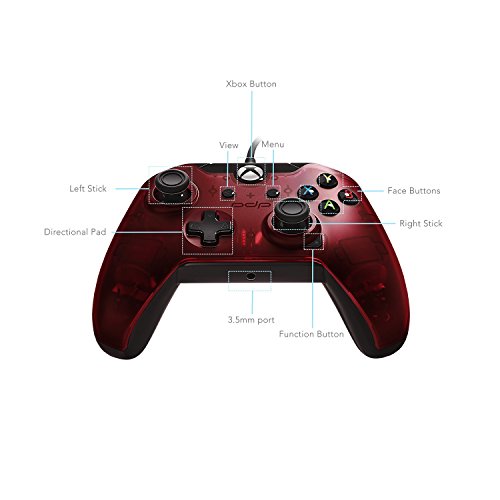 PDP 048-082-NA-RD Wired Controller for Xbox One, Xbox One X and Xbox One S, Crimson Red