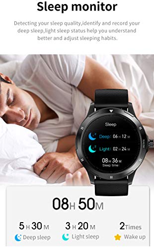 Sport Smart Watch for Men, Smart Sport Bracelet, Bluetooth Fitness Tracker with Heart Rate Monitor/Body Temperature/Blood Pressure/SpO2 Monitor/Sleep Tracker/IP67 Waterproof/iOS&Android App (Black)