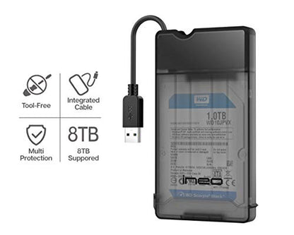 ineo 2.5 inch USB 3.0 Tool-Less External Hard Drive Enclosure for 9.5mm & 7mm SATA HDD SSD with UASP Supported - [T2573]