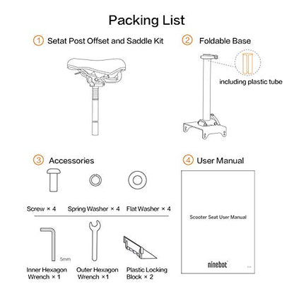 Segway Ninebot Adjustable Seat Saddle for ES1/ES2/ES4 Kick Scooters