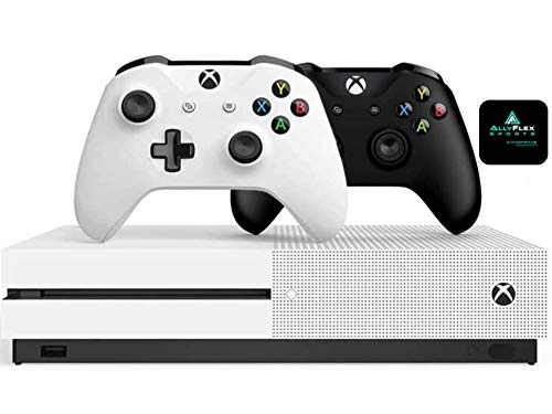 Microsoft Classic Original Xbox One S 1TB HDD with 4K Blu-ray DVD Reader, Two Wireless Controllers Black and White Included,1-Month Game Pass Trial, 14-Day Xbox Live Gold + AllyFlex Sports Cup Mat