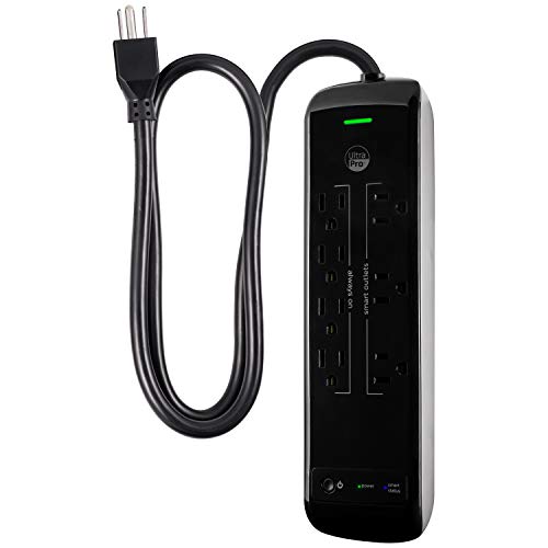 UltraPro 7-Outlet Wi-Fi Smart Surge Protector, 3 Ft Cord, 3 Group Controlled Outlets, Works with Amazon Alexa & Google Home, 1440 Joules, Black, 55144