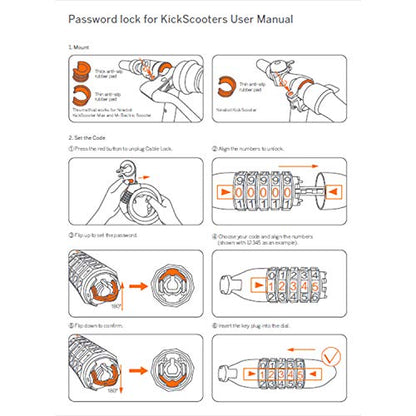 Segway Ninebot 5-Digit Combination Cable Lock for Bikes and Scooters