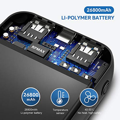 RPMAX Portable Charger Power Bank 26800mAh with Hidden LED Display, Ultra-High Capacity External Battery with Dual Output, Phone Charger Battery Pack for iPhone,iPad,Samsung Galaxy,5V Heated Vest etc.