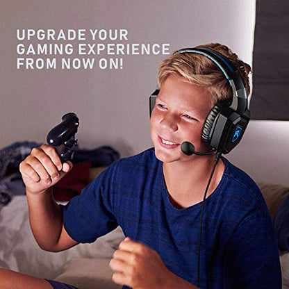 RUNMUS Gaming Headset for PS4, Xbox One, PC Headset w/Surround Sound, Noise Canceling Over Ear Headphones with Mic & LED Light, Compatible with PS5, PS4, Xbox One, Switch, PC, PS3, Mac, Laptop