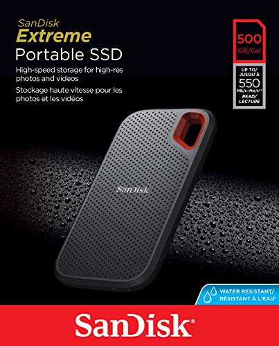 SanDisk 500GB Extreme Portable External SSD - Up to 550MB/s - USB-C, USB 3.1 - SDSSDE60-500G-G25