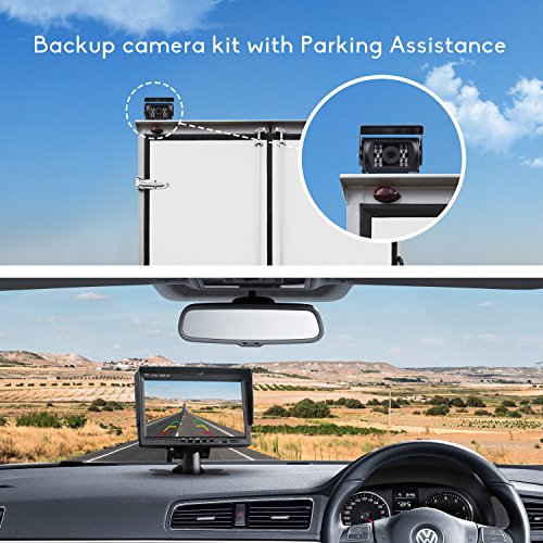 TOGUARD Backup Camera Kit, 7’’ LCD Rear View Monitor with IP67 Waterproof Night Vision Back up Rearview Reverse Cam for Trucks, RVs, Trailers, Bus, Harveste, Pickup, Motor Home, Van Large Vehicles