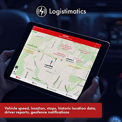 Logistimatics 4G OBD Tracker for Vehicles Including Real-time Location/Speed/Geofence Alerts with No Activation Fees - Cancel Anytime