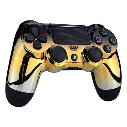 eXtremeRate Tri-Color Gradients Faceplate Cover, Chrome Black Gold Silver Front Housing Shell Case for Playstation 4 PS4 Slim PS4 Pro Controller (CUH-ZCT2 JDM-040/050/055) - Controller NOT Included