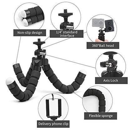 Phone Neck Holder, Cell Phone Mount to Free Your Hands for Smartphone, Go Pro, Stand Clam Clip Live Streaming (Tripod Phone with Remote)