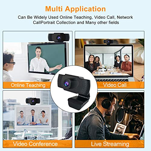 Webcam with Microphone, 1080P HD Streaming USB Computer Webcam [Plug and Play] [30fps] for PC Video Conferencing/Calling/Gaming, Laptop/Desktop Mac, Skype/YouTube/Zoom/Facetime