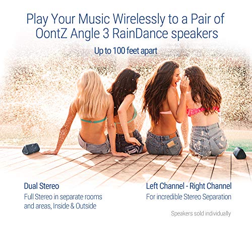 OontZ Angle 3 (3rd Gen) Portable Bluetooth Speaker - RainDance Edition, Louder Crystal Clear Stereo Sound, Rich bass, 100 Ft Wireless Speaker Range, IPX7, Bluetooth Speakers (Black-Waterproof)
