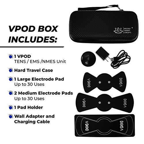 VPOD Wireless Tens Unit for Pain Relief - 24 Modes Electronic Muscle Stimulator Portable & Rechargeable - Compatible with iPhone
