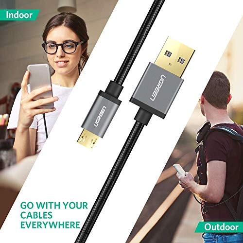 UGREEN Micro USB Cable Nylon Braided Fast Quick Charger Cable USB to Micro USB 2.0 Android Charging Cord for PS4 Samsung Galaxy S7 S6 Note LG Nexus Nokia Xbox One Controller 1.5ft Black