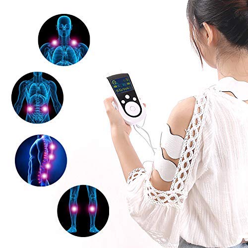 Rechargeable TENS Unit Machine - Electrical Muscle Stimulator for Pain Relief & Arthritis & Muscle Strength - Medical Body Massager to Relax and Relieve Shoulders, Low Back, Ab's, Legs, Knee .etc