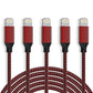 HOVAMP MFi Certified 5Pack[6-6-6-6-6ft] Nylon Braided iPhone Charger Lightning Cable Fast Charging & Syncing Long Cord Compatible iPhone 11Pro Max/11Pro/11/XS/Max/XR/X/8/8P/7/7P and More-Black&Red