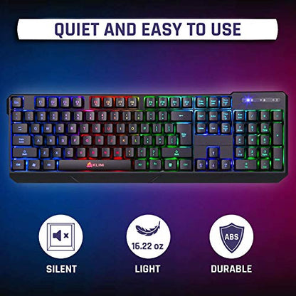 KLIM Chroma Rechargeable Wireless Gaming Keyboard + Slim, Durable, Ergonomic, Quiet, Waterproof, Silent Keys + Backlit Wireless Keyboard for PC PS4 Xbox One Mac + Teclado Gamer + New 2020 Version