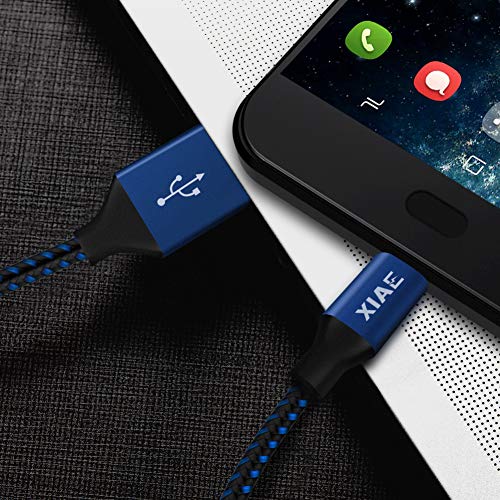 Micro USB Cable,XIAE 5Pack (3/3/6/6/10FT) Nylon Braided Fast Charging Cable Aluminum Housing USB Charger Android Cable for Samsung Galaxy S7 Edge S6 S5,Android Phone,LG G4,HTC and More-Black&Blue