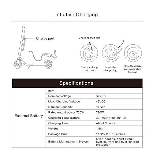 Segway-Ninebot External Battery Pack for ES1/ES2/ES4 Electric Kick Scooters, Black, X-large