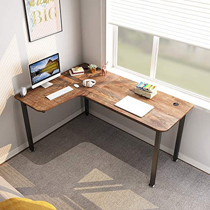 DESIGNA Computer Desk, 60 inch L Shaped Gaming Desk with Free Cool Mouse Pad, Corner Desk Table, Writing Desk Student Home Office Desk Multi-Functional, Study Writing Table Workstation, Archaize Brown