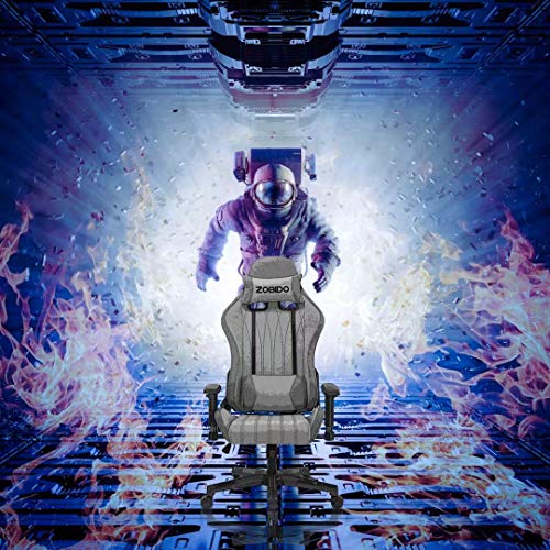 ZOBIDO Gaming Chair Office Comfortable Chair High Back Computer Chair tapa PC Racing Executive Ergonomic Adjustable Swivel Task Chair with Headrest and Pillow Pouch (Grey)