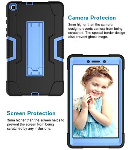 Galaxy Tab A 8.0 Case 2019, Bingcok Heavy Duty Rugged Full-Body Hybrid Shockproof Drop Protection Cover with Kickstand for Samsung Galaxy Tab A 8.0 2019 Model SM-T290 /SM- T295 (1-Black +Blue)