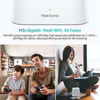 Meshforce Whole Home Mesh WiFi System M3s Suite (Set of 3) – Gigabit Dual Band Wireless Mesh Router Replacement - High Performance WiFi Coverage 6+ Bedrooms