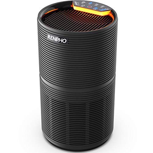 RENPHO Air Purifier for Home Allergies and Pets Hair, Large Room 240 SQ.FT, True HEPA Filter, Quiet Air Cleaner Odor Eliminators in Bedroom for Mold Bacteria, Smoke, Germ, Dust and Pollen, Timer Black