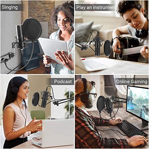 TONOR USB Microphone Kit, Streaming Podcast PC Condenser Computer Mic for Gaming, YouTube Video, Recording Music, Voice Over, Studio Mic Bundle with Adjustment Arm Stand, Q9