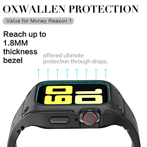 OXWALLEN Snap On Bumper for Apple Watch Case with Band 44mm 42mm, Ruggged Drop-proof Screen Protector Accessries Cover for iWatch Series 6/SE/3/4/5 Active Sport Women & Men - Black