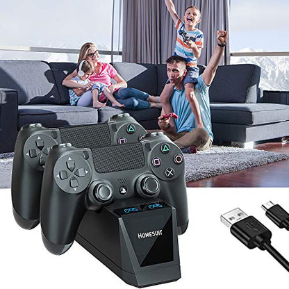 PS4 Controller Charger,Homesuit PS4 Controller Charging Station with Dual Shock USB and Led Indicator for Sony Playstation 4/PS4/PS4 Slim/PS4 Pro Controller,Black