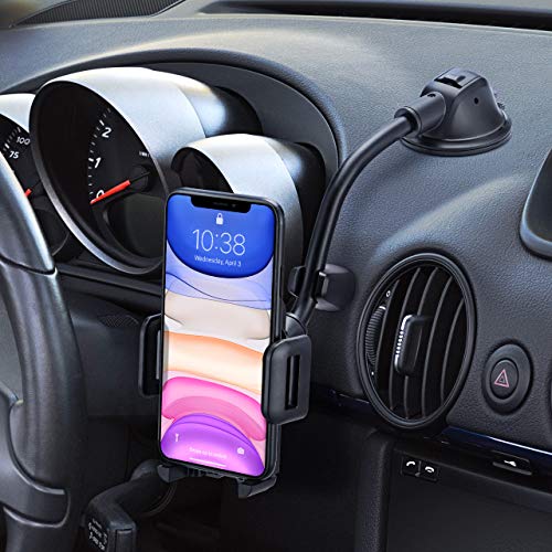 Mpow Car Phone Mount, Dashboard Windshield Car Phone Holder with Long Arm, Strong Sticky Gel Suction Cup, Anti-Shake Stabilizer Compatible iPhone 12 11 pro/11 pro max/XS/XR/X/8/7,Galaxy, Moto and More