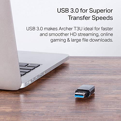 TP-Link AC1300 USB WiFi Adapter(Archer T3U)- 2.4G/5G Dual Band Wireless Network Adapter for PC Desktop, MU-MIMO WiFi Dongle, USB 3.0, Supports Windows 10, 8.1, 8, 7, XP/Mac OS X 10.9-10.14